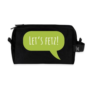 Design "Let's fetz" with speech bubble - Recycled Toiletry Zip Bag - black - Front