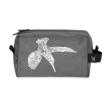 Elegant Vintage Kingfisher - Bird Nature Motif - Recycled Toiletry Zip Bag - anthracite - Front