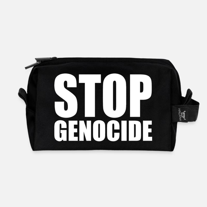 Stop genocide - Recycled Toiletry Zip Bag - black