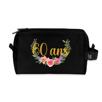 fleurs anniversaire 60ans - Trousse de toilette en tissu recyclé - noir - Devant
