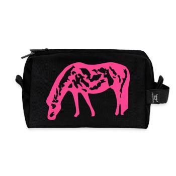Pferd rosa pink - Recycelte Kulturtasche - Schwarz - Vorne