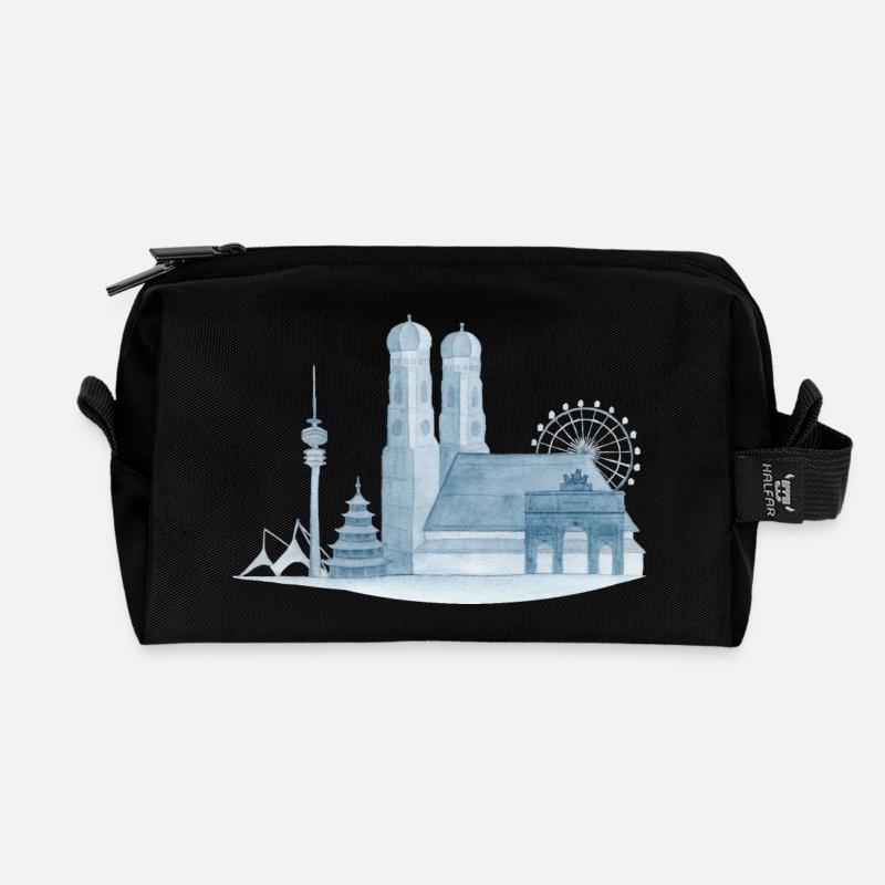 Das Geschenk für Münchner und München Liebhaber - Recycelte Kulturtasche - Schwarz
