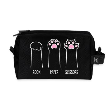 Ciseaux à papier roche - Pattes de chat - Trousse de toilette en tissu recyclé - noir - Devant