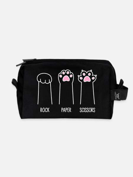 Rock Paper Scissors - Cat Paws - Recycled Toiletry Zip Bag - black