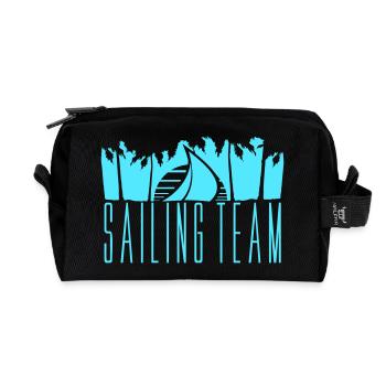 Sailing Team Schiff Sonne Palmen Sonnenuntergang - Recycelte Kulturtasche - Schwarz - Vorne