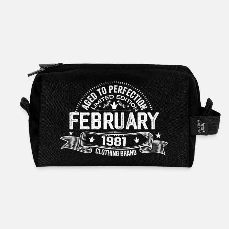 Februar 1981 - Februar 1981 Geburtstag 1981 Retro - Recycelte Kulturtasche - Schwarz