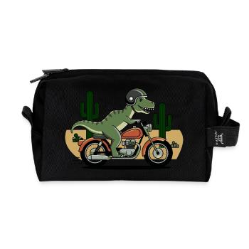T-Rex à moto - Trousse de toilette en tissu recyclé - noir - Devant