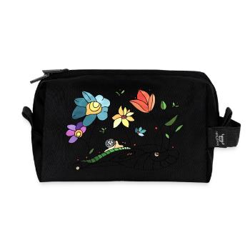 Blumen - Recycelte Kulturtasche - Schwarz - Vorne