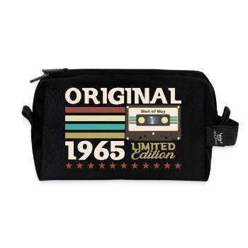 60th Birthday Original Cassette May Vintage 1965 - Recycled Toiletry Zip Bag - black - Front