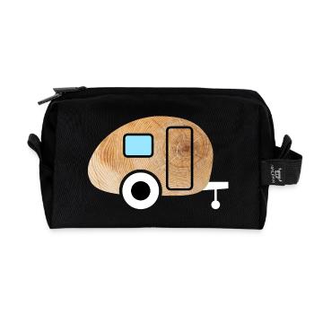 Caravan Wohnwagen Holz Maserung Natur Camping Fan - Recycelte Kulturtasche - Schwarz - Vorne