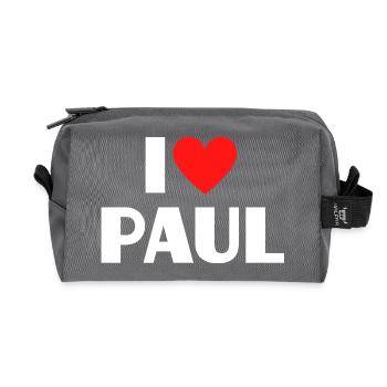 J'aime Paul Red Heart, fan du nom romantique - Trousse de toilette en tissu recyclé - anthracite - Devant