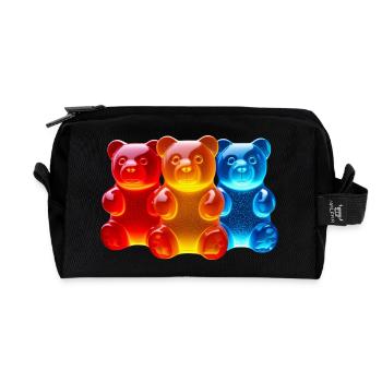 Glowing Tricolor Bears - Recycled Toiletry Zip Bag - black - Front