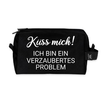 Kiss me, I'm an enchanted problem - Recycled Toiletry Zip Bag - black - Front