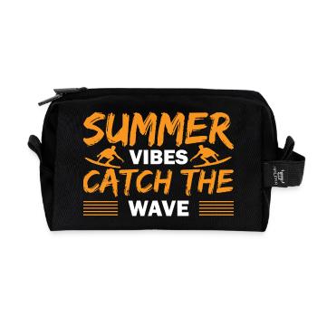 Summer catch the wave - Recycled Toiletry Zip Bag - black - Front