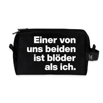 L’UN DE NOUS EST PLUS STUPIDE QUE MOI. SARCASME, COQUIN - Trousse de toilette en tissu recyclé - noir - Devant