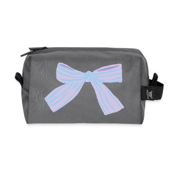 Pastellb-Schleife Blau-Lila - Recycelte Kulturtasche - Anthrazit - Vorne