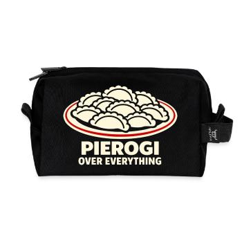 Pierogi über alles, was mit Essen und Humor zu tun hat, - Recycelte Kulturtasche - Schwarz - Vorne