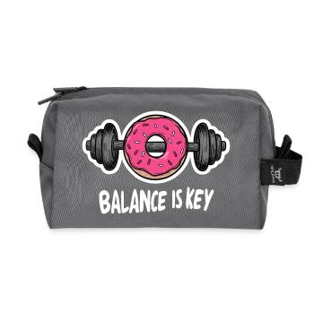 Funny Dumbbell Donut Desig Gym Men Cheat Day - Recycled Toiletry Zip Bag - anthracite - Front