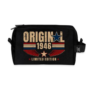 80. Geburtstag Geschenk Original Jahrgang 1946 - Recycelte Kulturtasche - Schwarz - Vorne