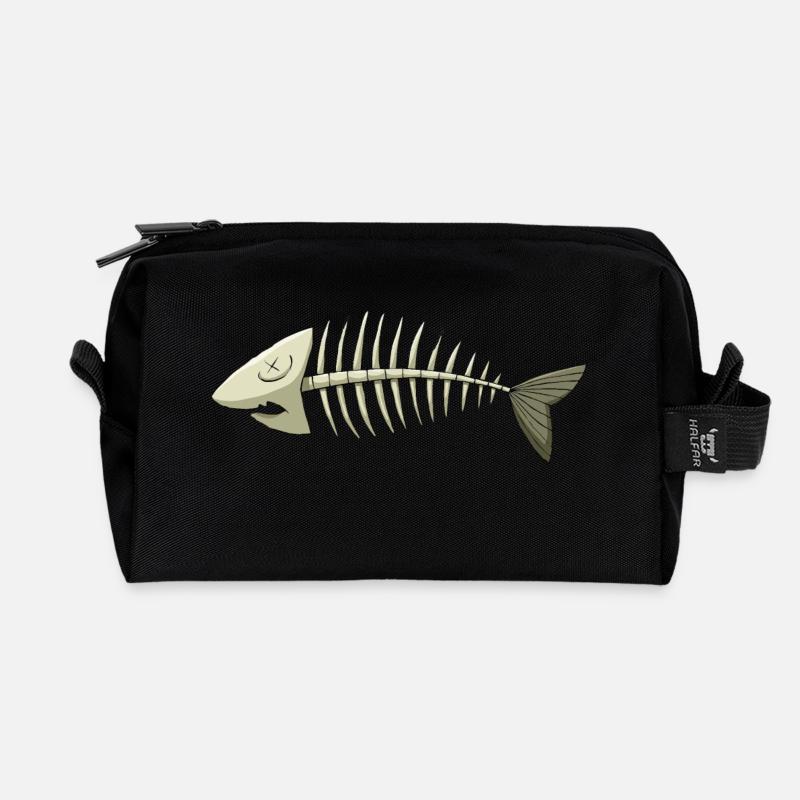 fischgräte - Recycelte Kulturtasche - Schwarz