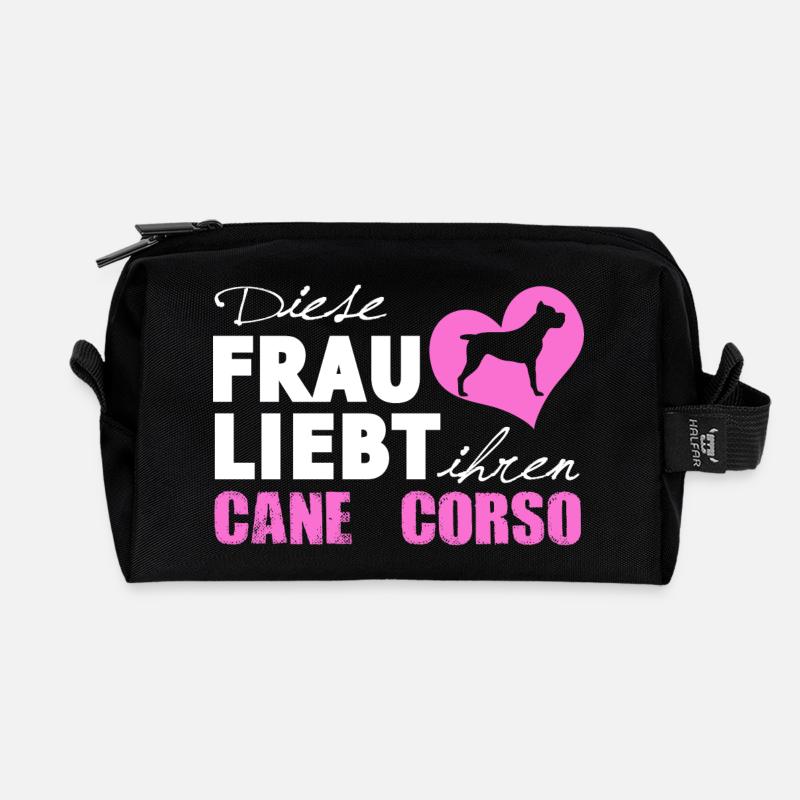 Cane Corso - Frau liebt - Recycelte Kulturtasche - Schwarz