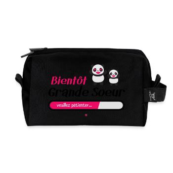 Bientôt grande sœur - Trousse de toilette en tissu recyclé - noir - Devant