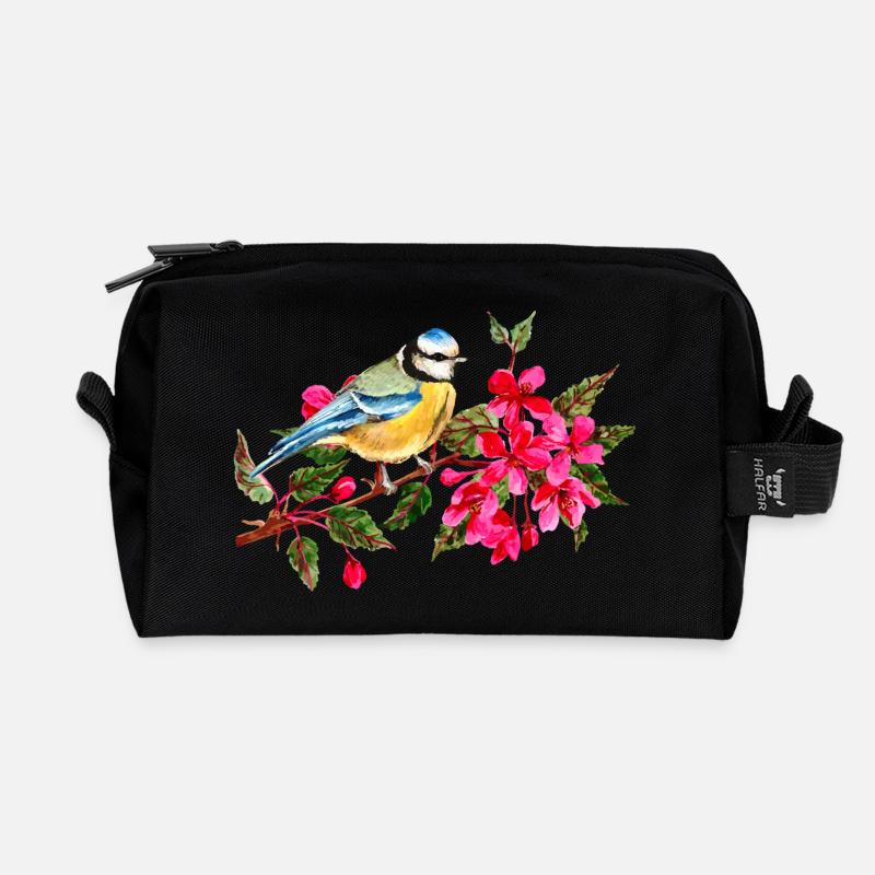 oiseau - Trousse de toilette en tissu recyclé - noir