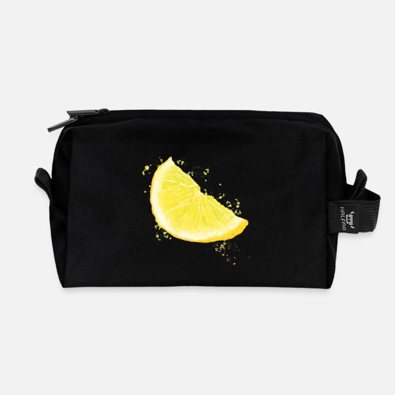 Zitrone - Recycelte Kulturtasche - Schwarz
