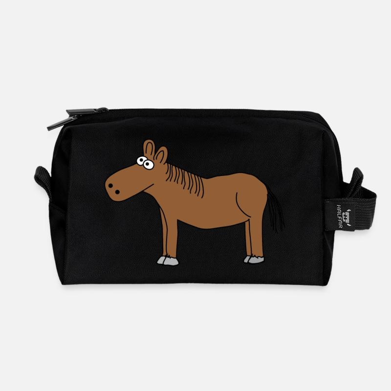 Horses - Recycled Toiletry Zip Bag - black