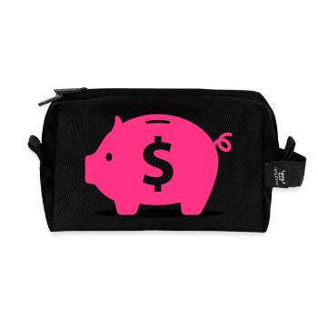Pink piggy bank - Recycled Toiletry Zip Bag - black - Front