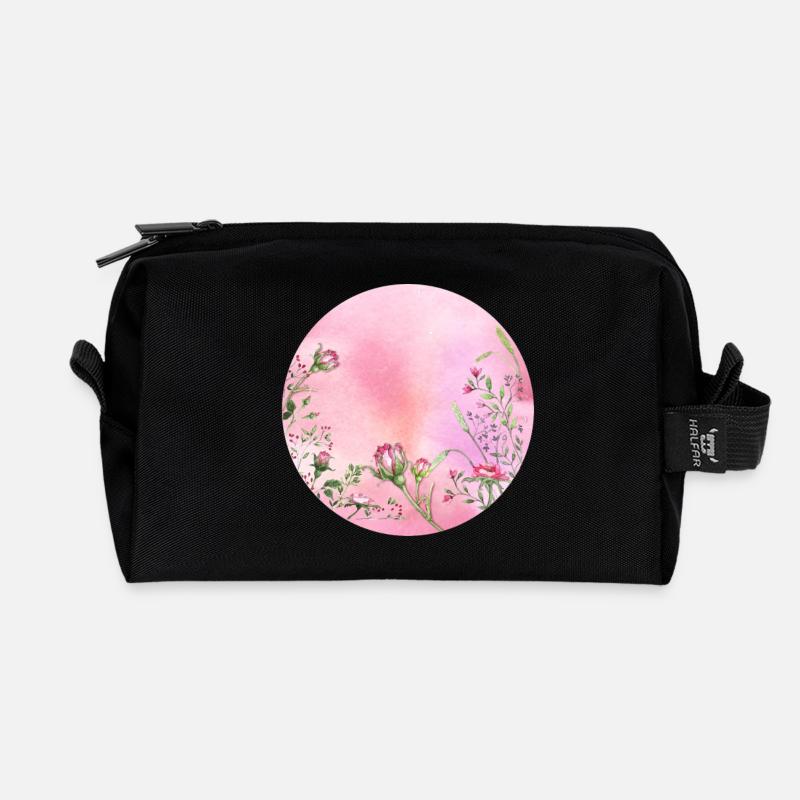 Rosen - Recycelte Kulturtasche - Schwarz