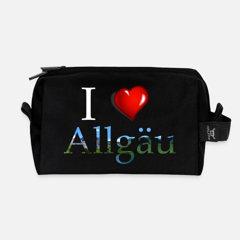 i love allgaeu, Allgäu, Ich liebe das Allgäu - Recycelte Kulturtasche - Schwarz