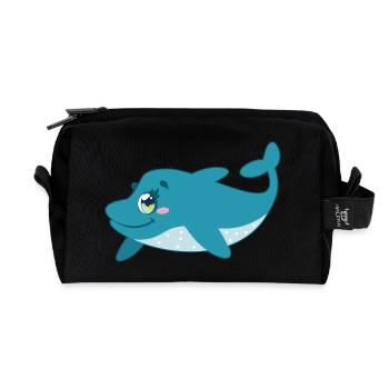Süßer Delfin mit Rand - Recycelte Kulturtasche - Schwarz - Vorne