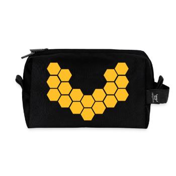 Honeycombs - Recycled Toiletry Zip Bag - black - Front