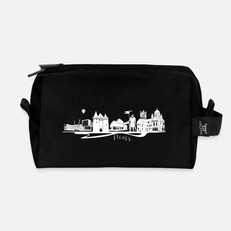 Abstrakte Neuss Stadtsilhouette mit Skyline - Recycelte Kulturtasche - Schwarz