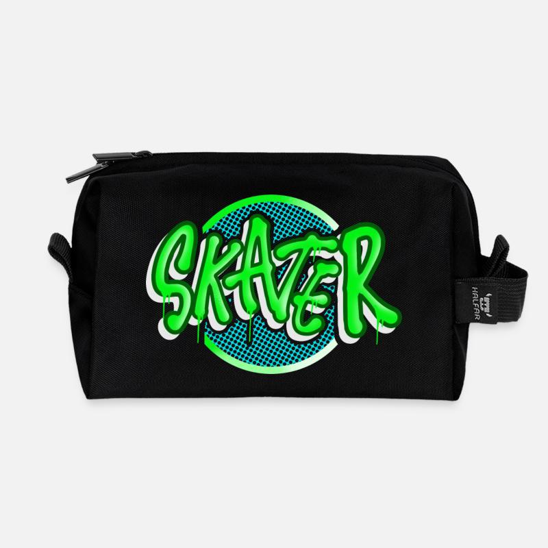 Skater - Recycelte Kulturtasche - Schwarz