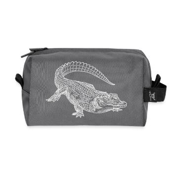 Krokodil Kunst Skizze Grafik Wildtierliebhaber - Recycelte Kulturtasche - Anthrazit - Vorne