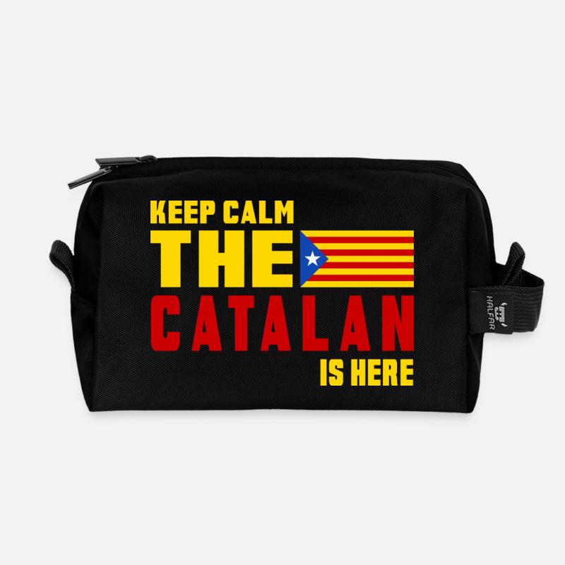Keep Calm Katalonien Flaggen Design - Recycelte Kulturtasche - Schwarz