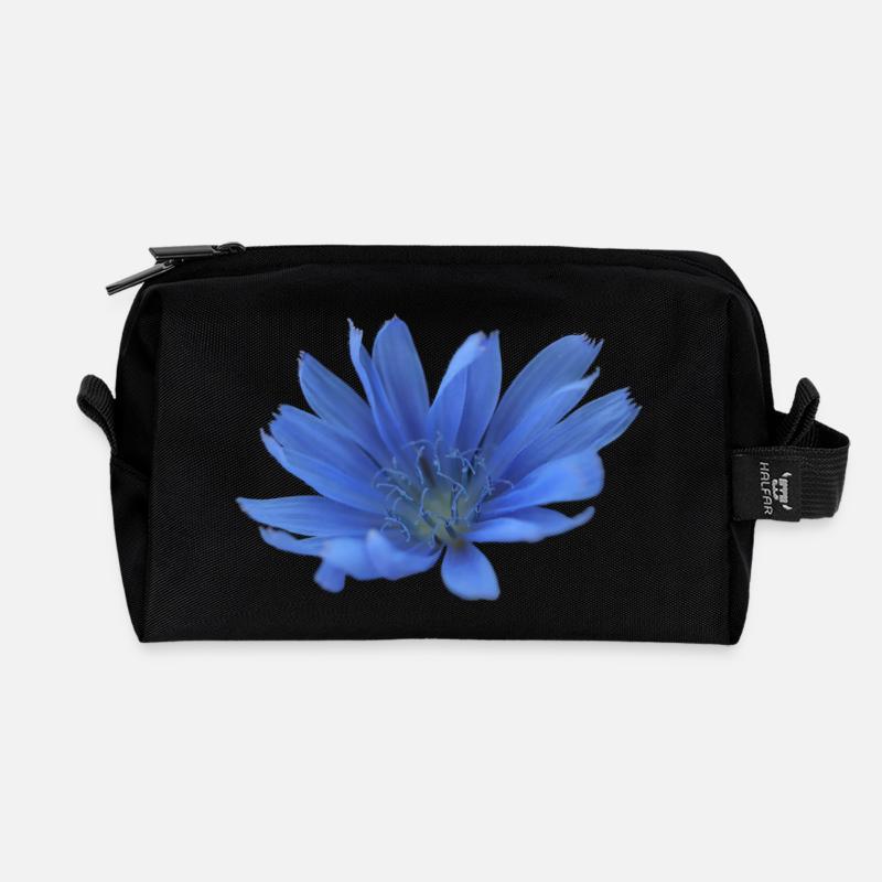 Wegwarte blaue Blume Zichorie lila Blüte - Recycelte Kulturtasche - Schwarz