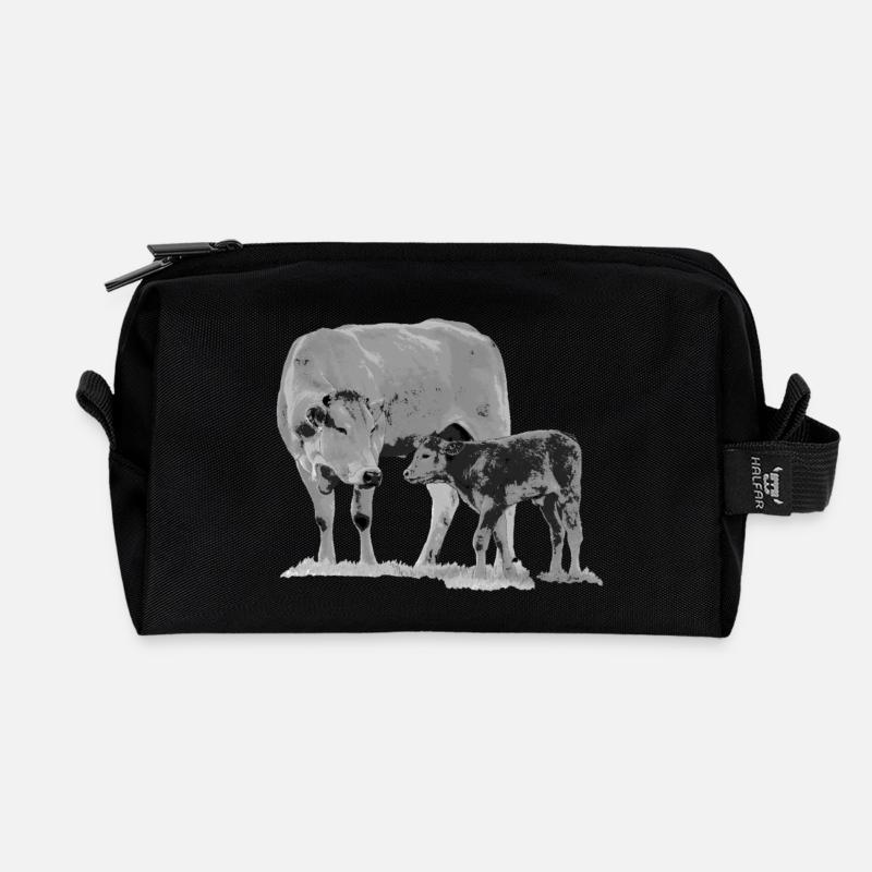 Kuh mit Kalb - Recycelte Kulturtasche - Schwarz