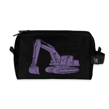 Excavator Driver Silhouette - Construction Equipment Operator - Recycled Toiletry Zip Bag - black - Front
