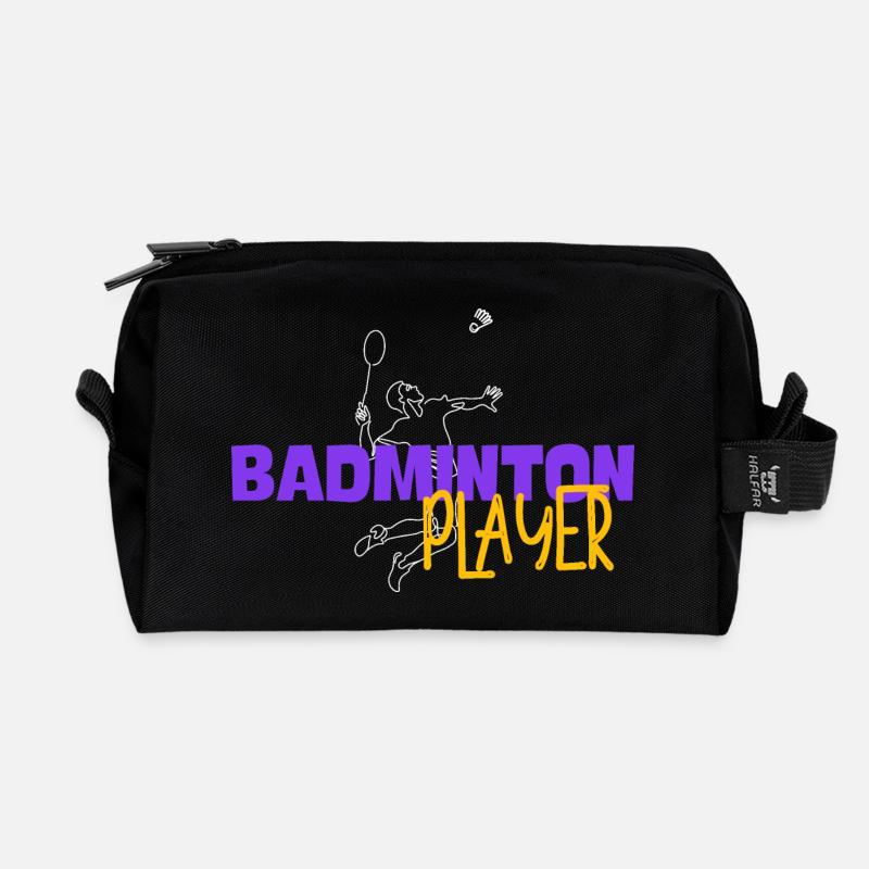 Badminton Player - Recycled Toiletry Zip Bag - black