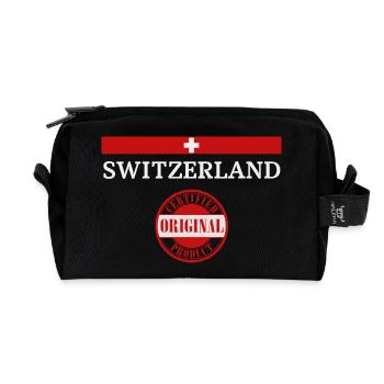 Schweizer Flagge - Recycelte Kulturtasche - Schwarz - Vorne