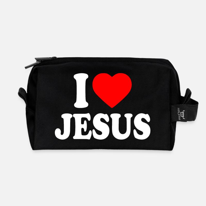 I love jesus - Recycelte Kulturtasche - Schwarz