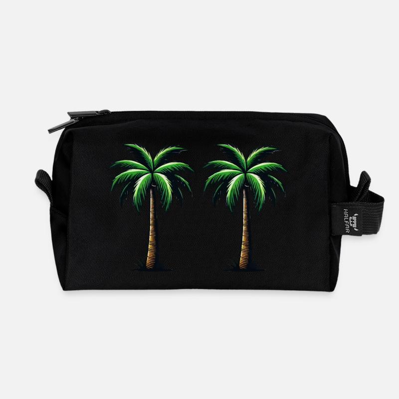 palmen - Recycelte Kulturtasche - Schwarz