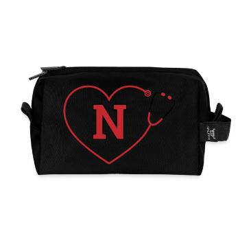 Letter n Stethoscope - Recycled Toiletry Zip Bag - black - Front