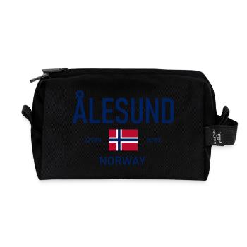 Alesund - Norvège - Coordonnées - Drapeau - Trousse de toilette en tissu recyclé - noir - Devant