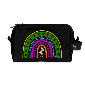 When love becomes life baby becomes pregnant in 2025 - Recycled Toiletry Zip Bag - black - Front