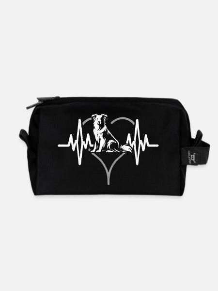 Border Collie Herzschlag - Recycelte Kulturtasche - Schwarz
