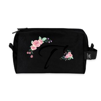 Brief und Blumen - Recycelte Kulturtasche - Schwarz - Vorne